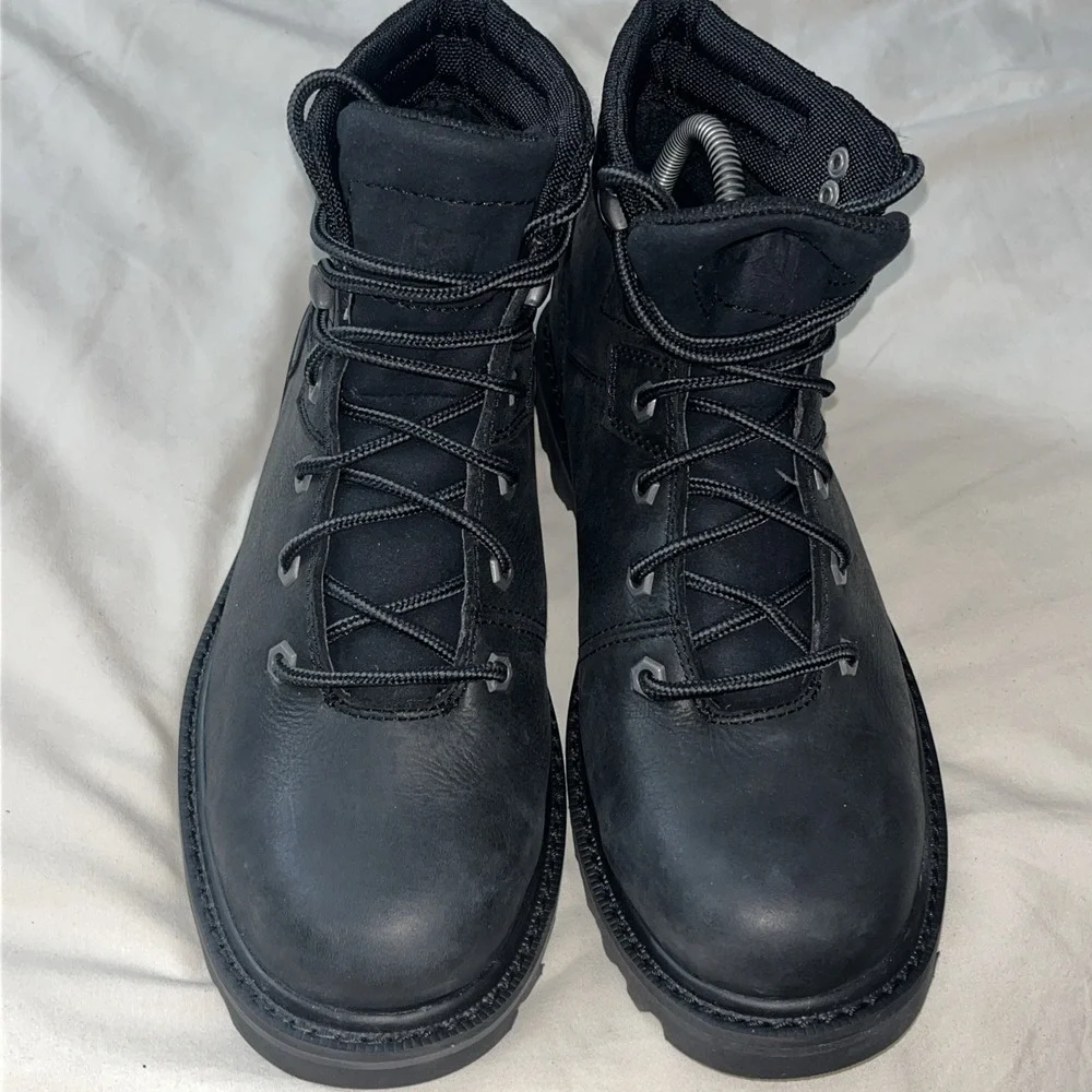 Caterpillar Men's Leverage Black Leather Shop ShoesWaterproof Hiking Boots 60001